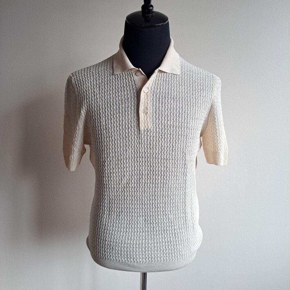 NEW Tagliatore Men's Cream Ivory Color Italian Polo Shirt Size 48/S
